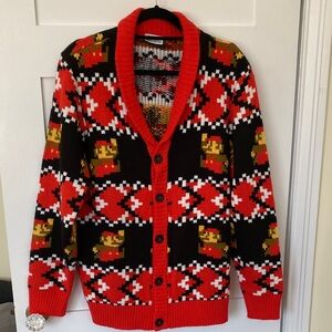 Super Mario Bros Nintendo Cardigan Sweater Large